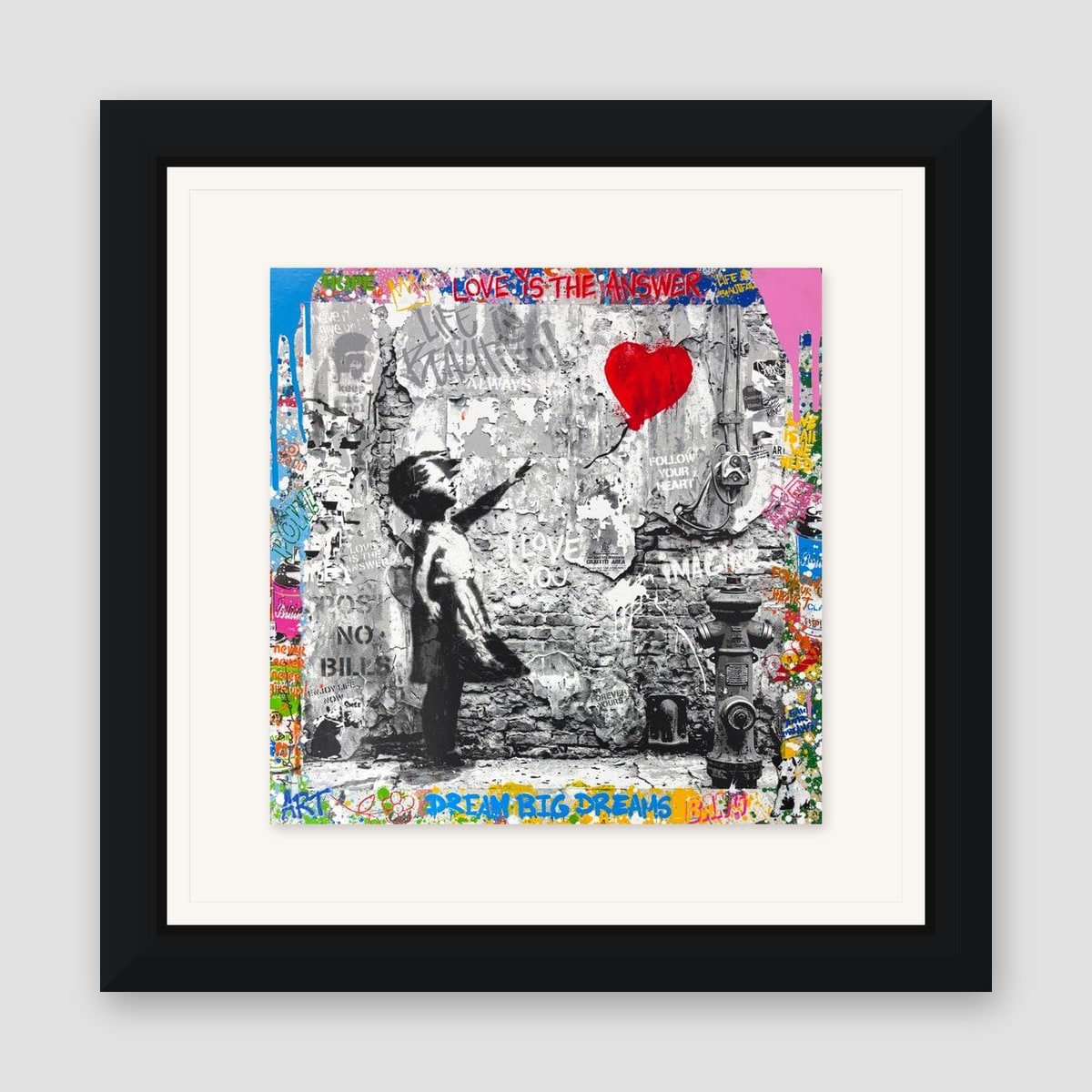Mr. Brainwash, "Love Forever" Framed Mixed Media Original, Hand Signed with Certificate of Authenticity.