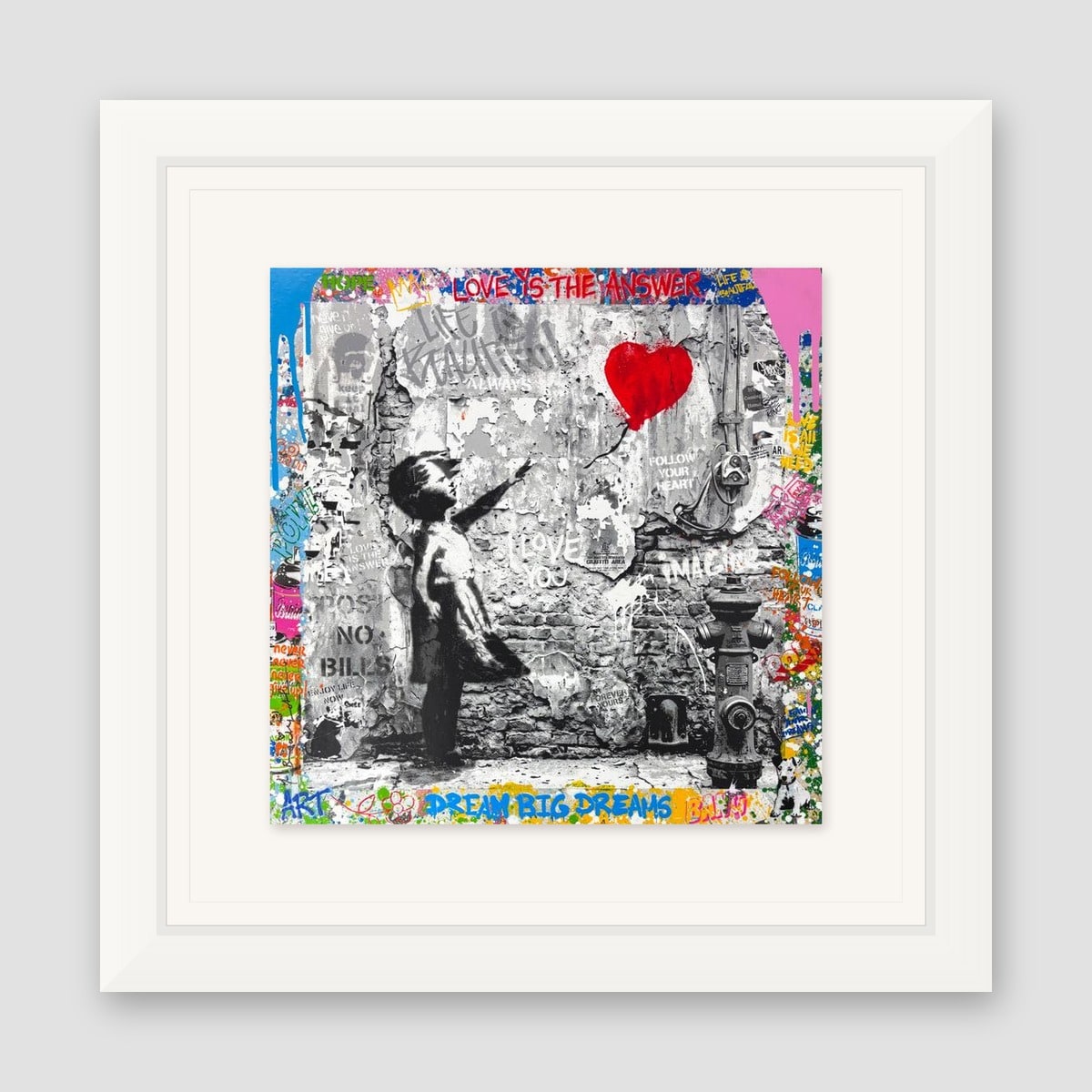 Mr. Brainwash, "Love Forever" Framed Mixed Media Original, Hand Signed with Certificate of Authenticity.