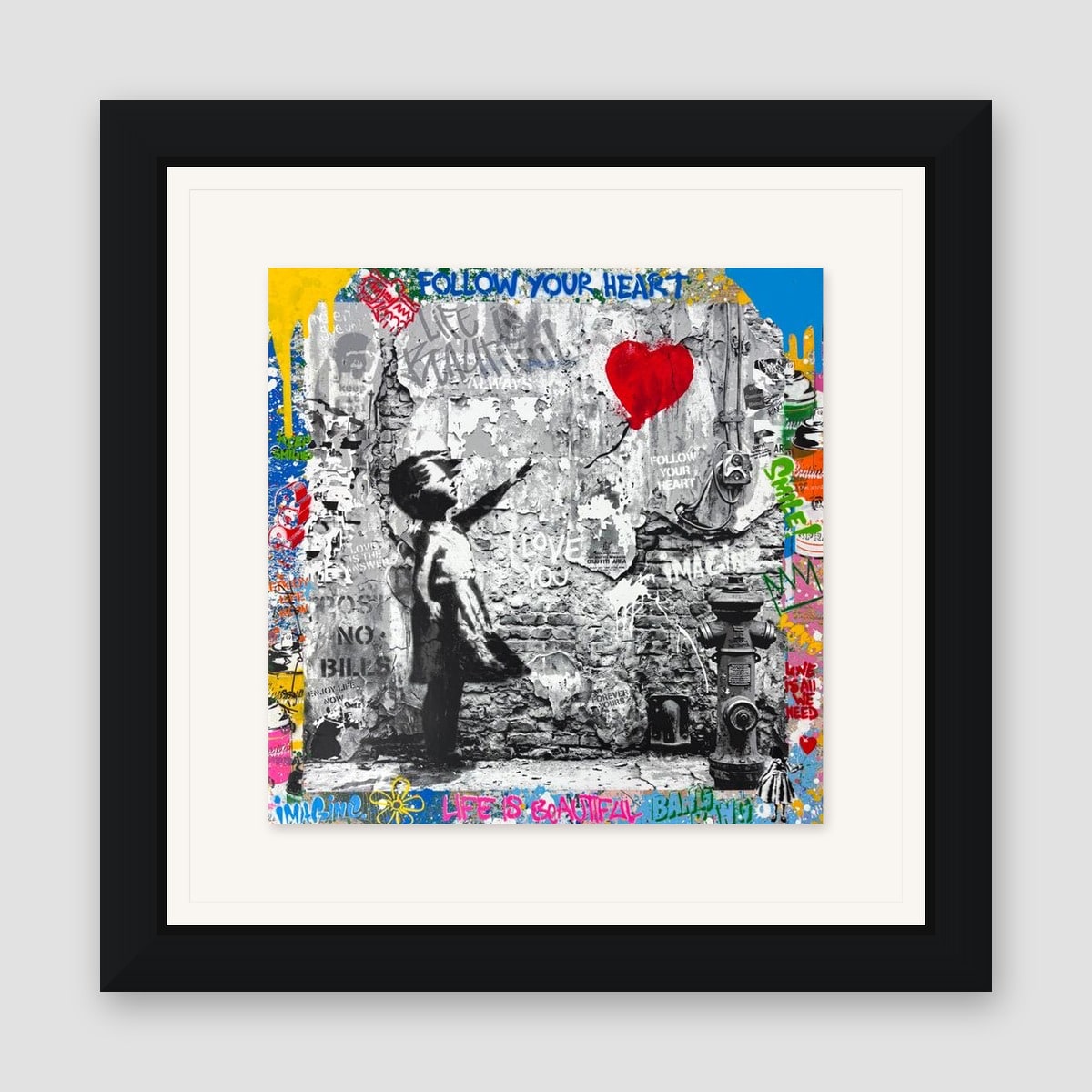 Mr. Brainwash, "Love Forever" Framed Mixed Media Original, Hand Signed with Certificate of Authenticity.