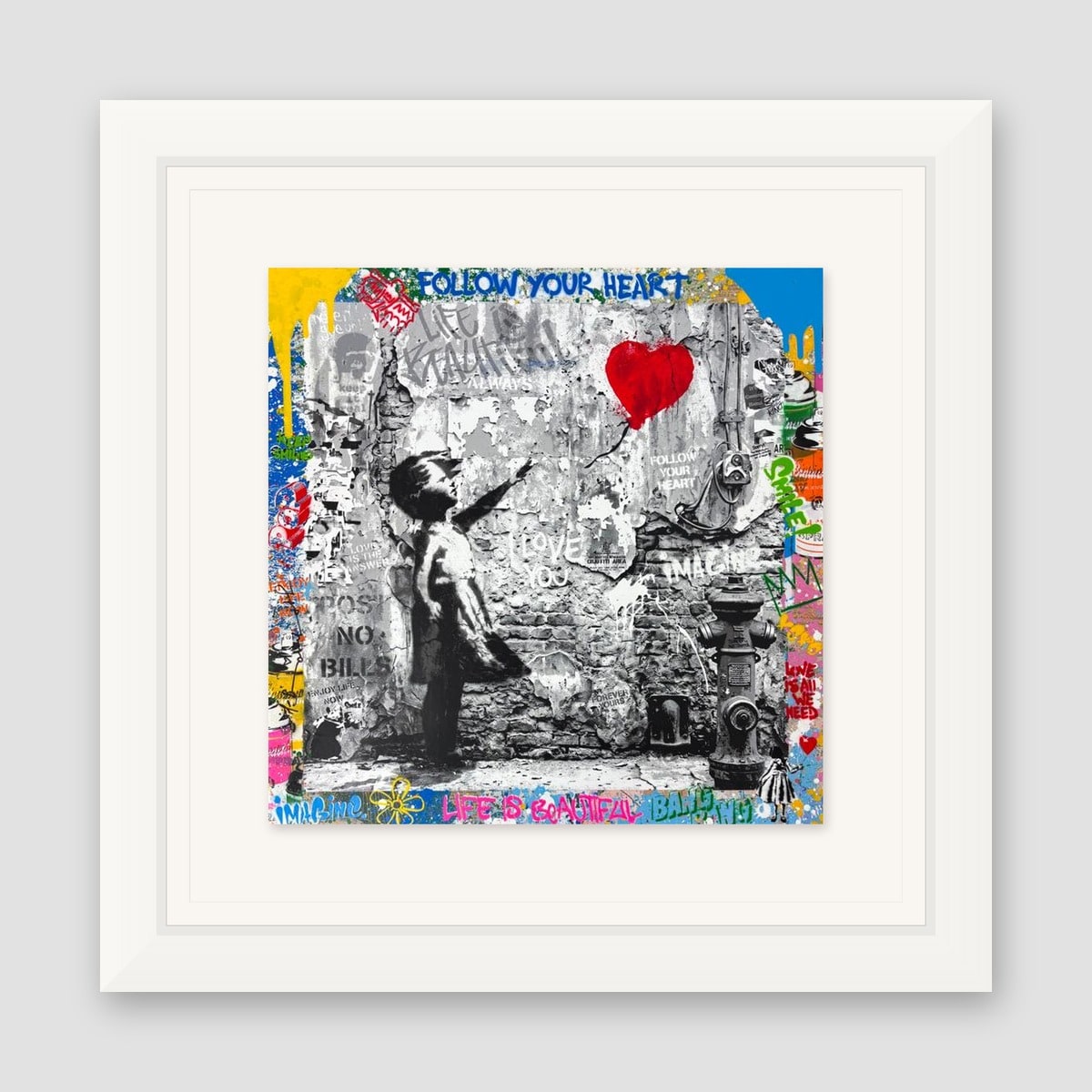 Mr. Brainwash, "Love Forever" Framed Mixed Media Original, Hand Signed with Certificate of Authenticity.