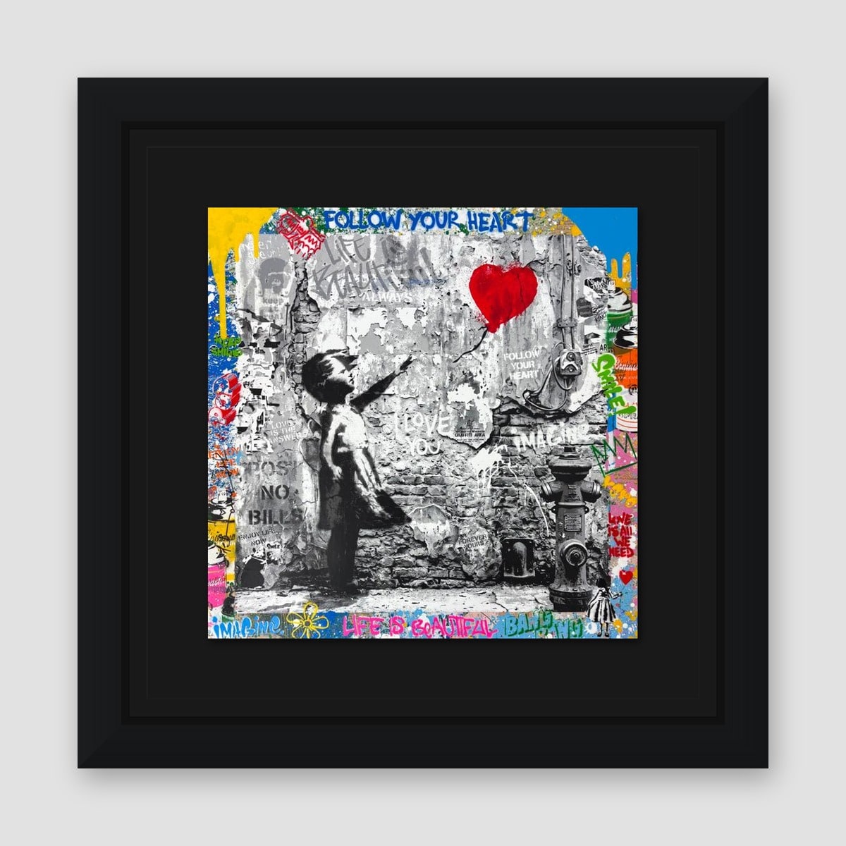 Mr. Brainwash, "Love Forever" Framed Mixed Media Original, Hand Signed with Certificate of Authenticity.