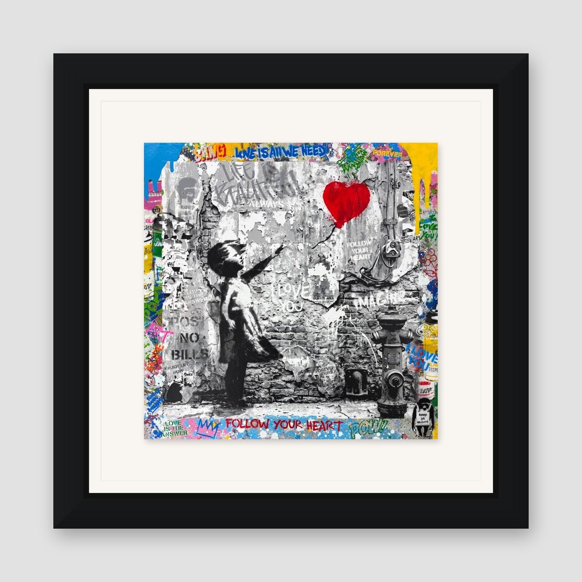 Mr. Brainwash, "Love Forever" Framed Mixed Media Original, Hand Signed with Certificate of Authenticity.