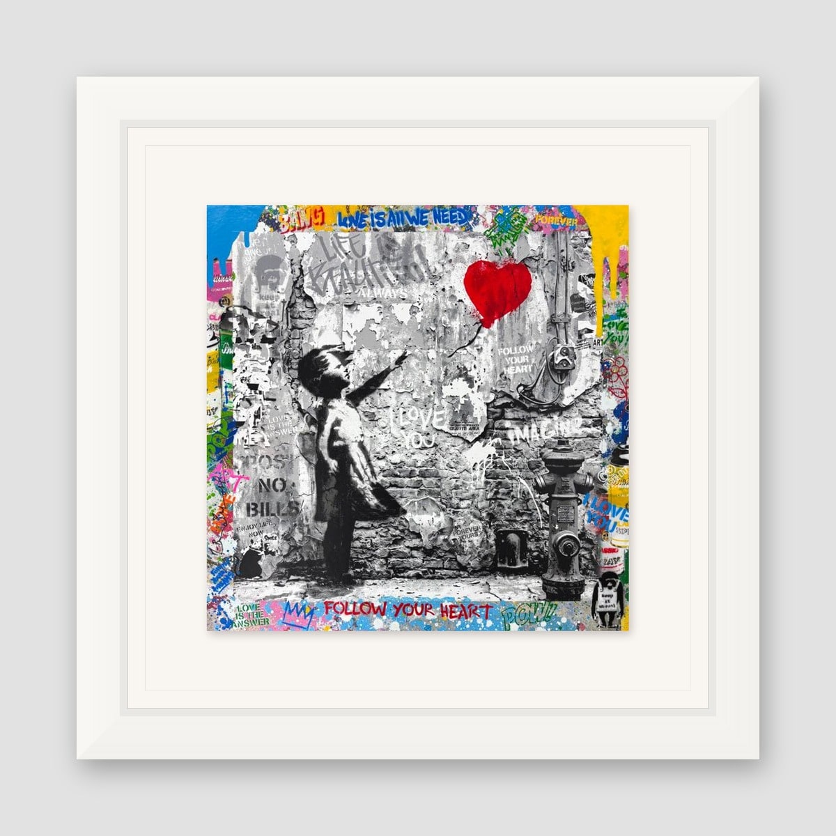 Mr. Brainwash, "Love Forever" Framed Mixed Media Original, Hand Signed with Certificate of Authenticity.
