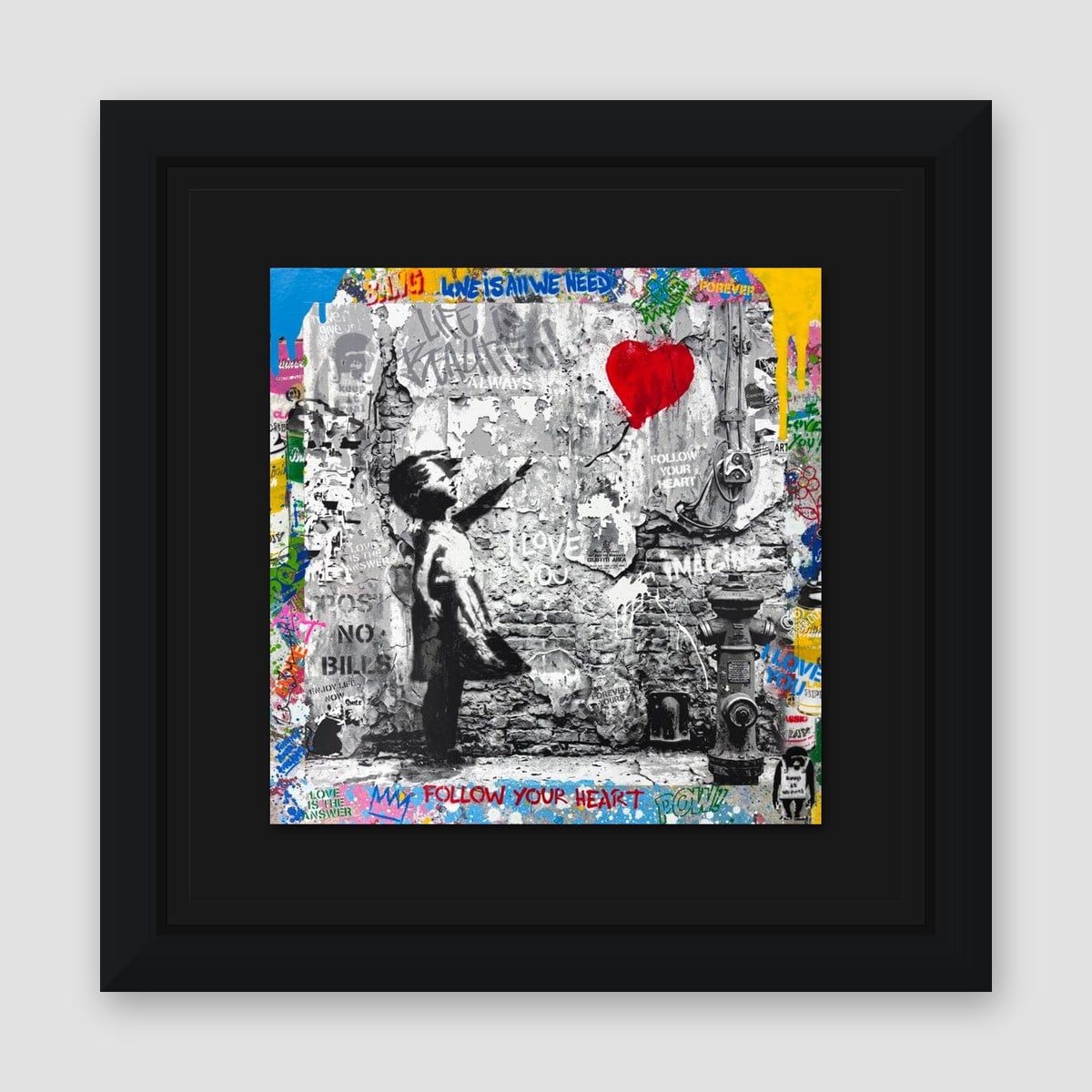 Mr. Brainwash, "Love Forever" Framed Mixed Media Original, Hand Signed with Certificate of Authenticity.