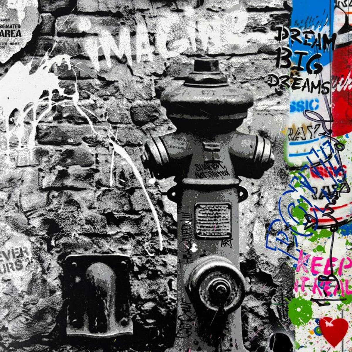 Mr. Brainwash, "Love Forever" Framed Mixed Media Original, Hand Signed with Certificate of Authenticity.