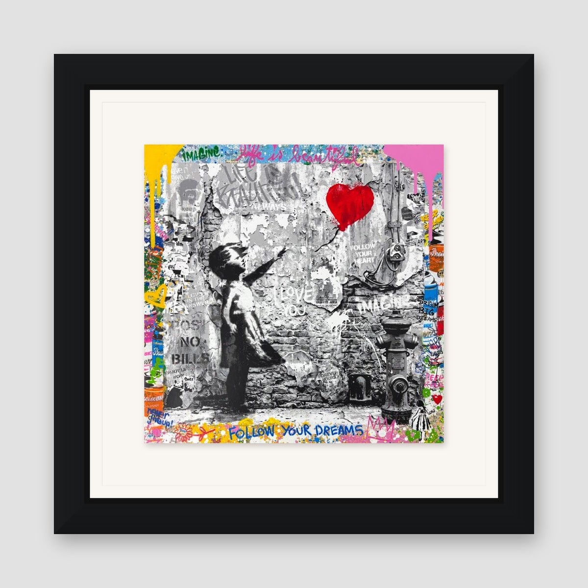 Mr. Brainwash, "Love Forever" Framed Mixed Media Original, Hand Signed with Certificate of Authenticity.