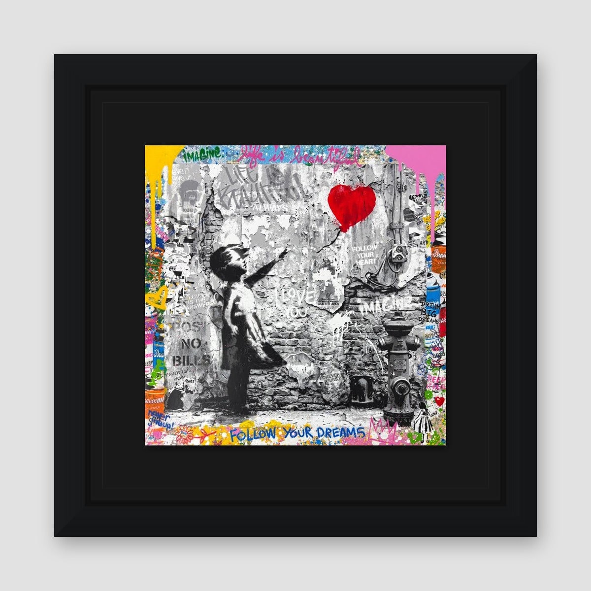 Mr. Brainwash, "Love Forever" Framed Mixed Media Original, Hand Signed with Certificate of Authenticity.