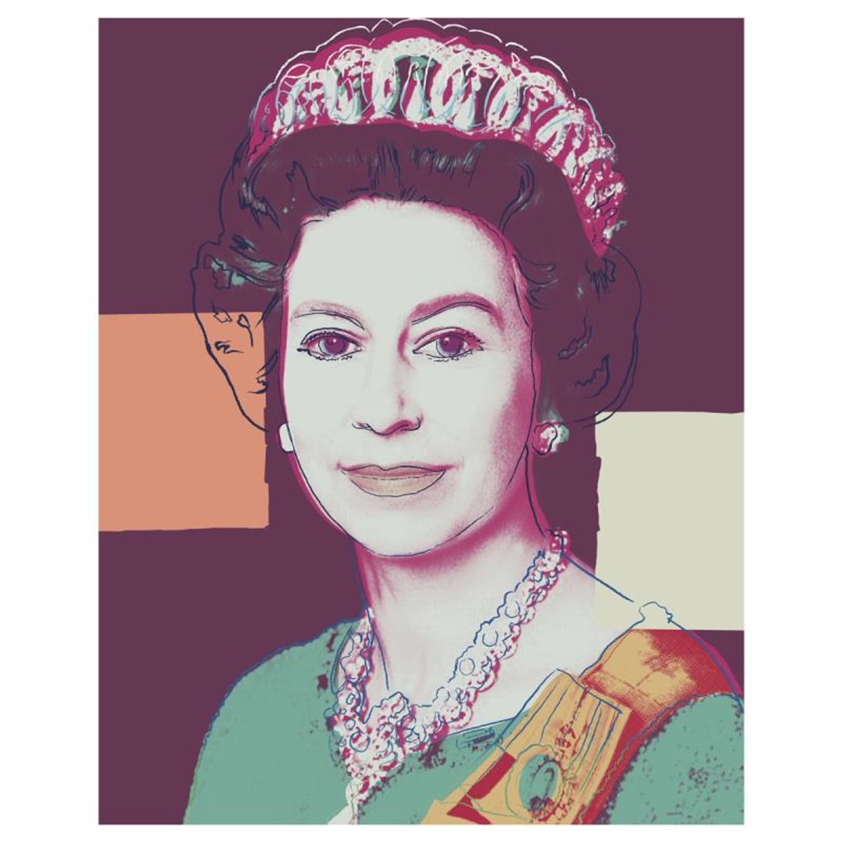 Andy Warhol (1928-1987), "Queen Elizabeth II of the United Kingdom 335" Limited Edition Silk Screen Print from Sunday B Morning.