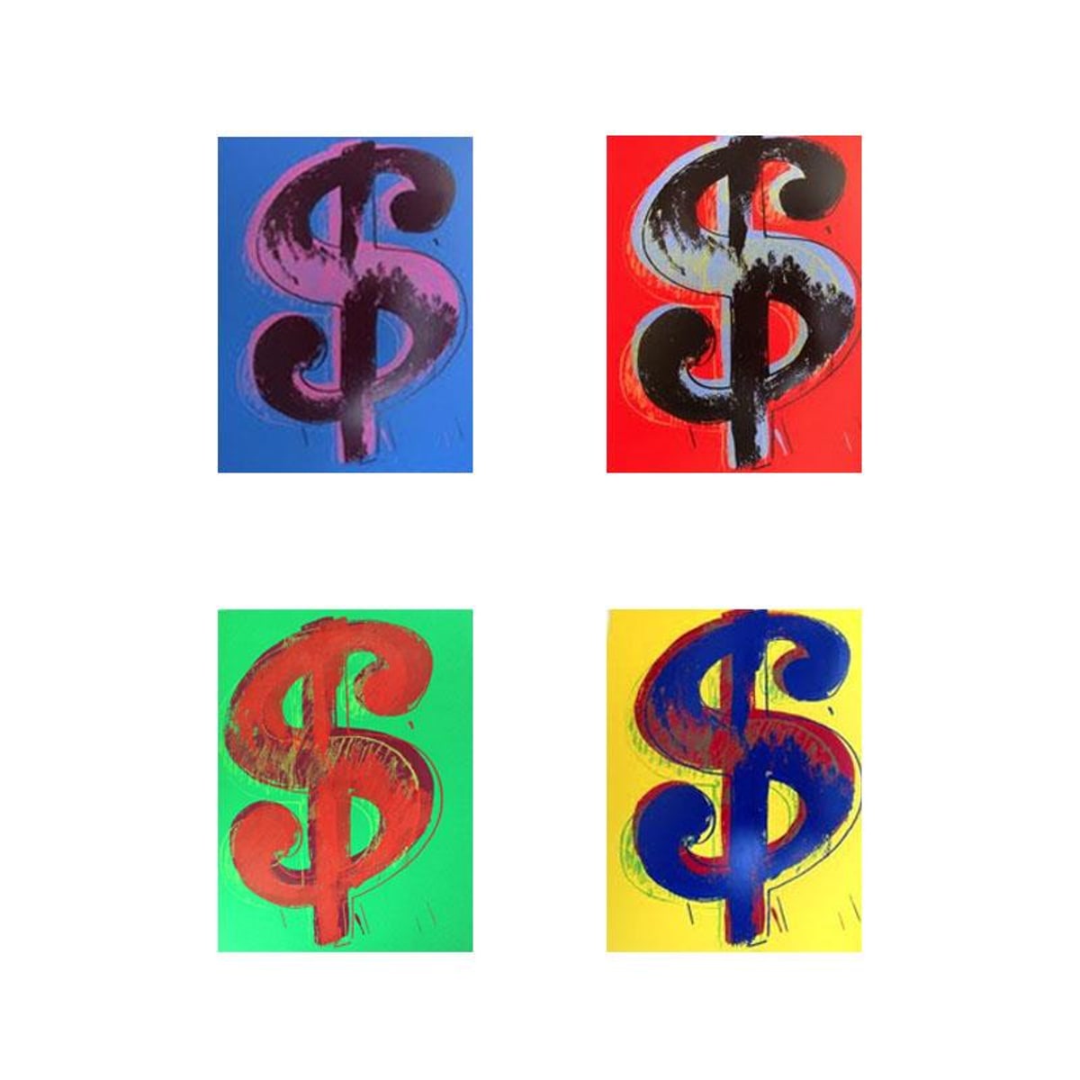 Andy Warhol (1928-1987), "$ (Dollar signs)" Limited Edition Suite of 4 Silk Screen Prints from Sunday B Morning.