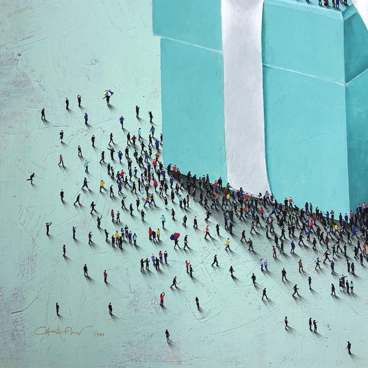 Craig Alan, "Populus: Little Blue Box" Framed Limited Edition, Numbered and Hand Signed with Letter of Authenticity.
