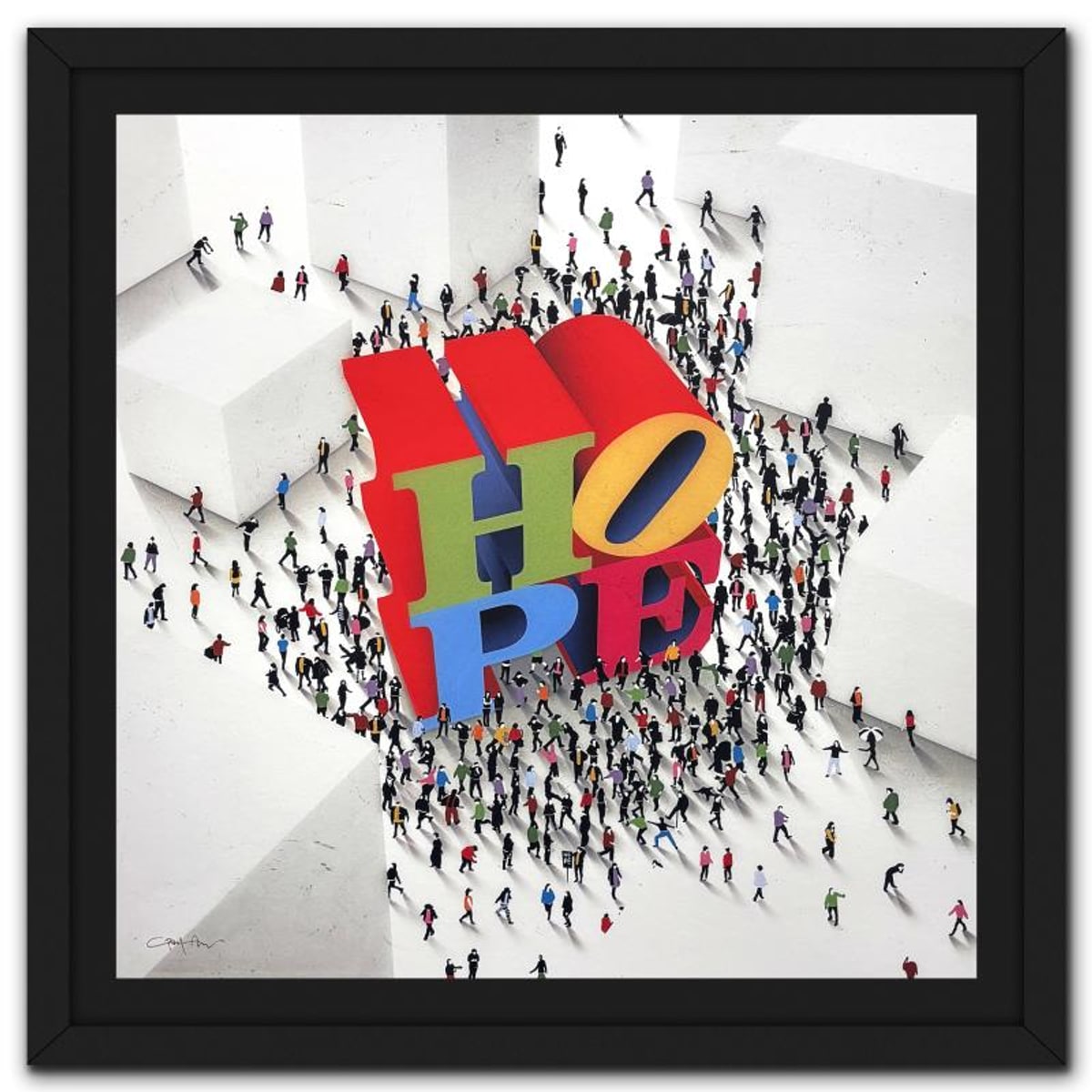 Craig Alan, "Populus: Hope Around The Corner" Framed Limited Edition, Numbered and Hand Signed with Letter of Authenticity.