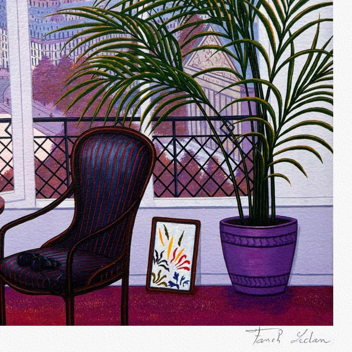 Fanch Ledan, "Terrace sur Seine" Limited Edition Serigraph, AP Numbered and Hand Signed with Letter of Authenticity.