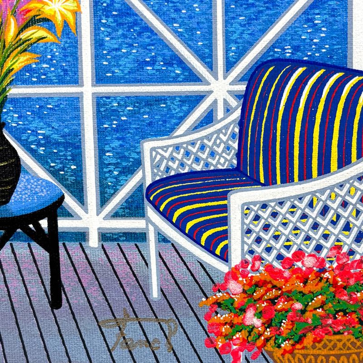 Fanch Ledan, "East Coast Atmosphere II" Limited Edition Serigraph on Canvas, AP Numbered and Hand Signed with Certificate of Authenticity.