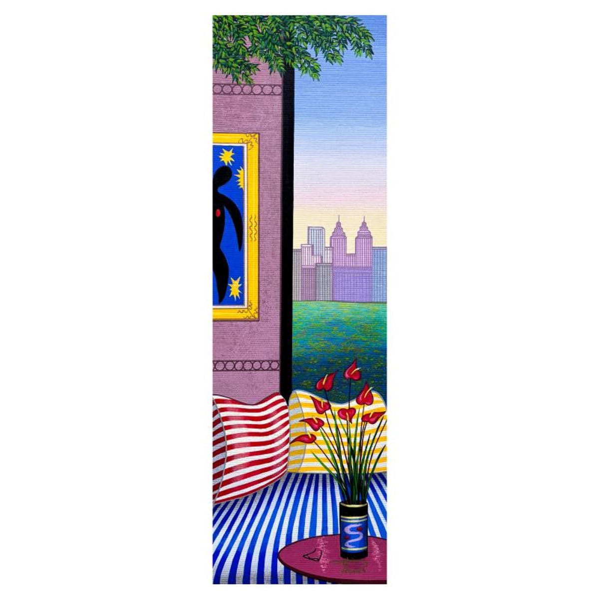 Fanch Ledan, "Striped Sofa Over CP" Limited Edition Serigraph on Canvas, AP Numbered and Hand Signed with Certificate of Authenticity.