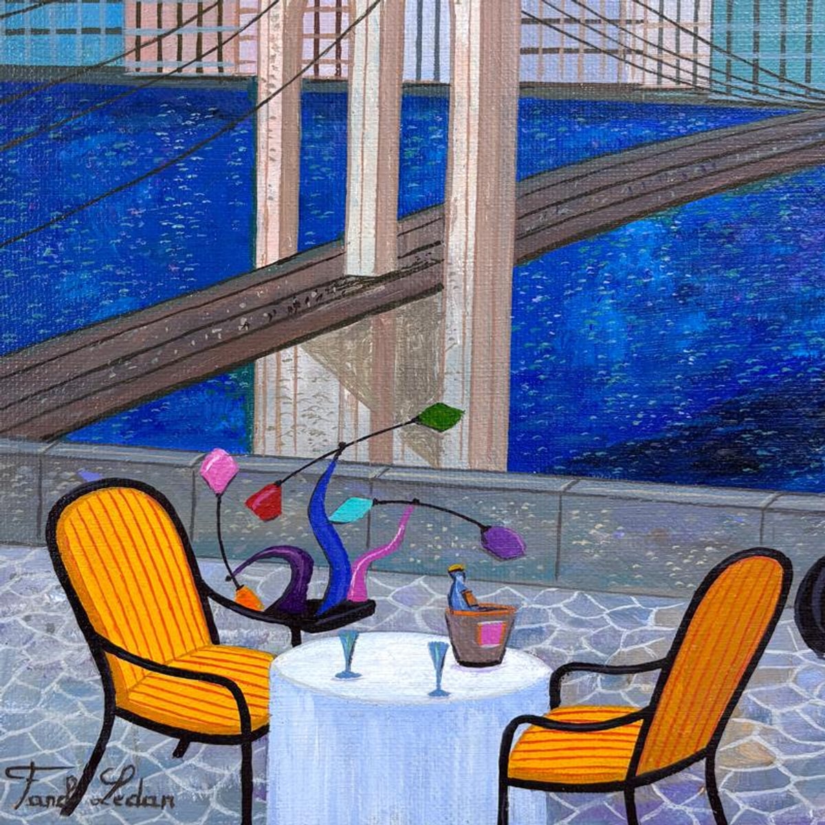 Fanch Ledan, "Paris Pont des Arts" Limited Edition Serigraph, AP Numbered and Hand Signed with Letter of Authenticity.