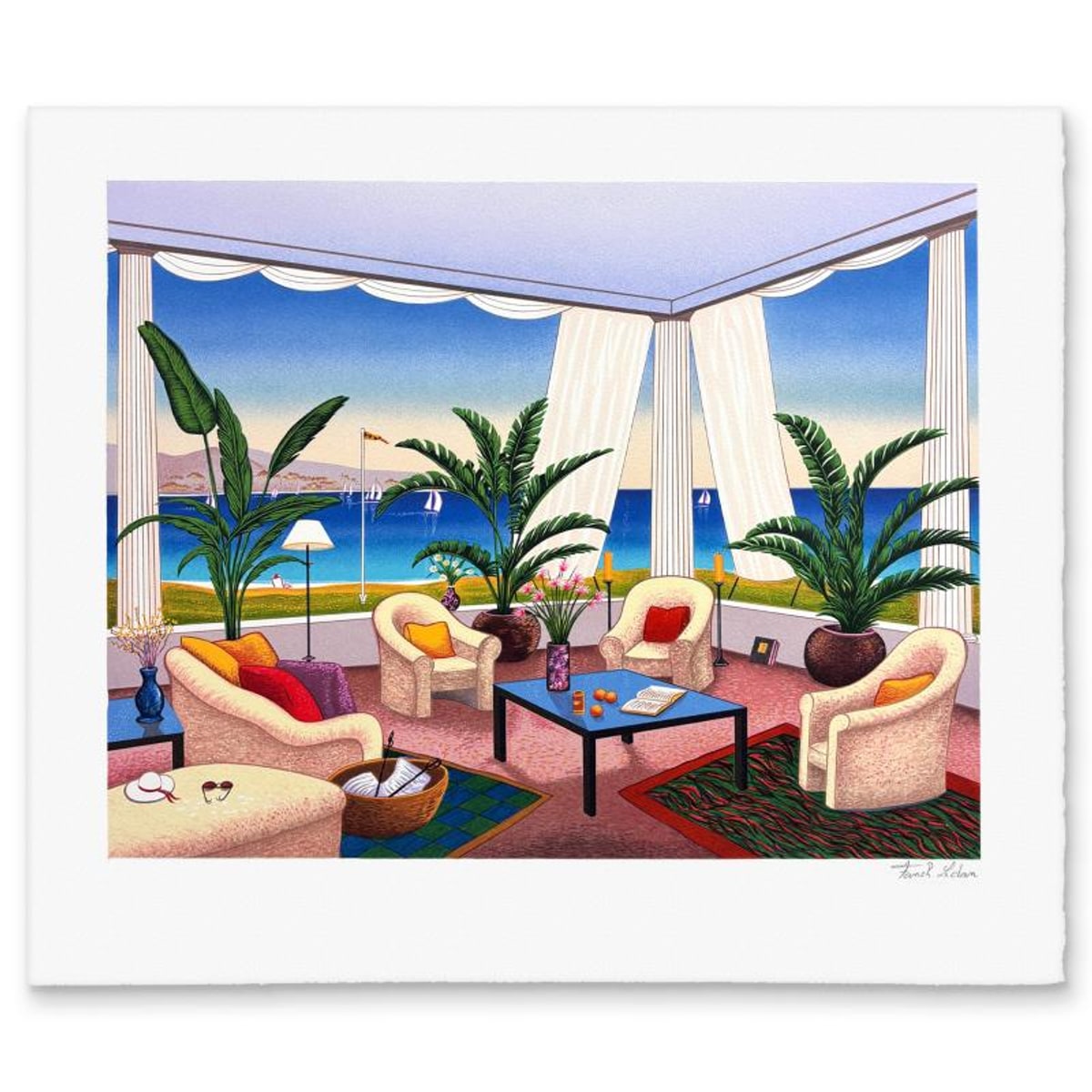 Fanch Ledan, "Brise Tropicale" Limited Edition Lithograph, Numbered and Hand Signed with Letter of Authenticity.