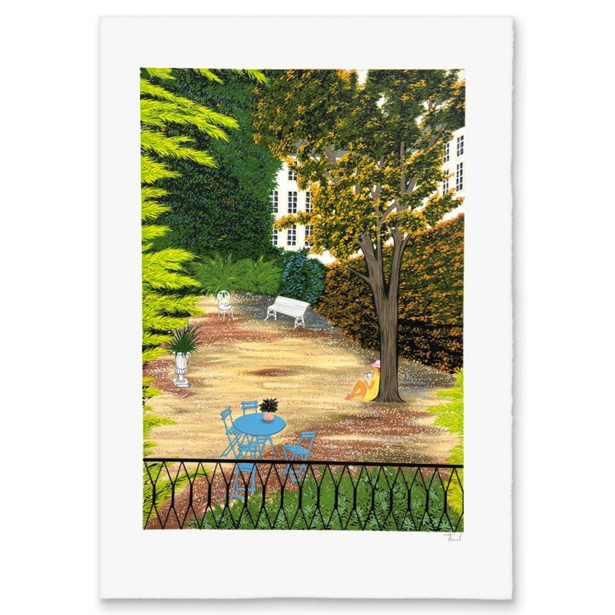 Fanch Ledan, "Le Jardin d'Elisa" Limited Edition Lithograph, Numbered and Hand Signed with Letter of Authenticity.