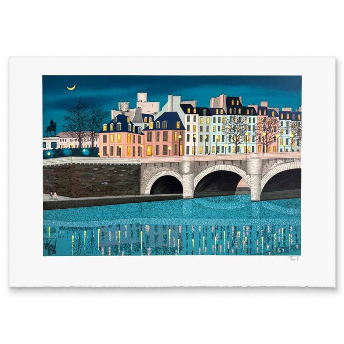 Fanch Ledan, "Sous les Ponts de Paris" Limited Edition Lithograph, PP Numbered and Hand Signed with Letter of Authenticity.