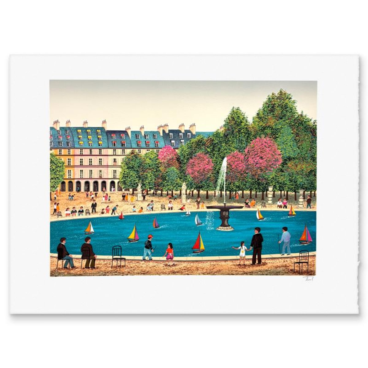 Fanch Ledan, "Bassin de Tuileries" Limited Edition Lithograph, AP Numbered and Hand Signed with Letter of Authenticity.