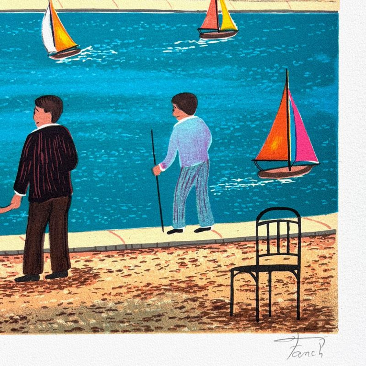 Fanch Ledan, "Bassin de Tuileries" Limited Edition Lithograph, AP Numbered and Hand Signed with Letter of Authenticity.