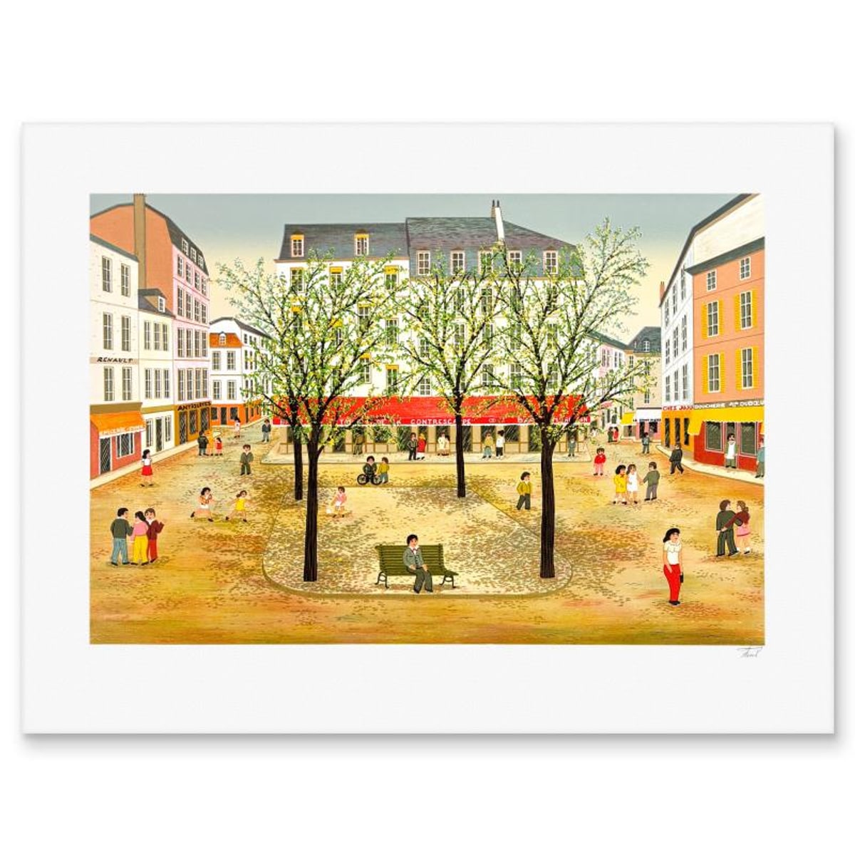 Fanch Ledan, "Place de Connascarpe" Limited Edition Lithograph, AP Numbered and Hand Signed with Letter of Authenticity.