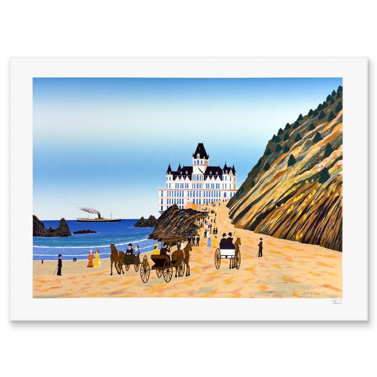 Fanch Ledan, "SF Cliff House" Limited Edition Lithograph, AP Numbered and Hand Signed with Letter of Authenticity.