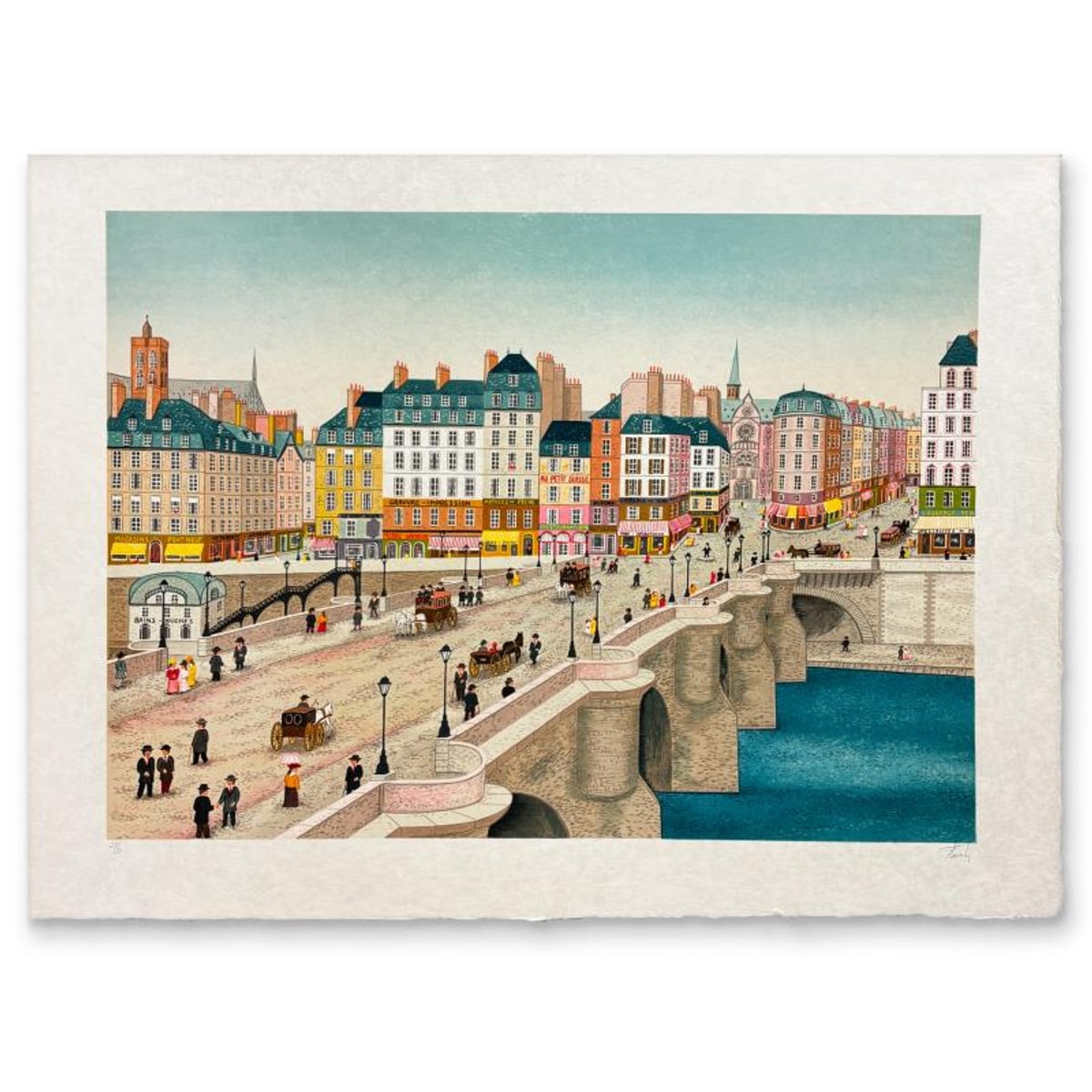 Fanch Ledan, "Le Pont Neuf" Limited Edition Lithograph, Numbered and Hand Signed with Letter of Authenticity.