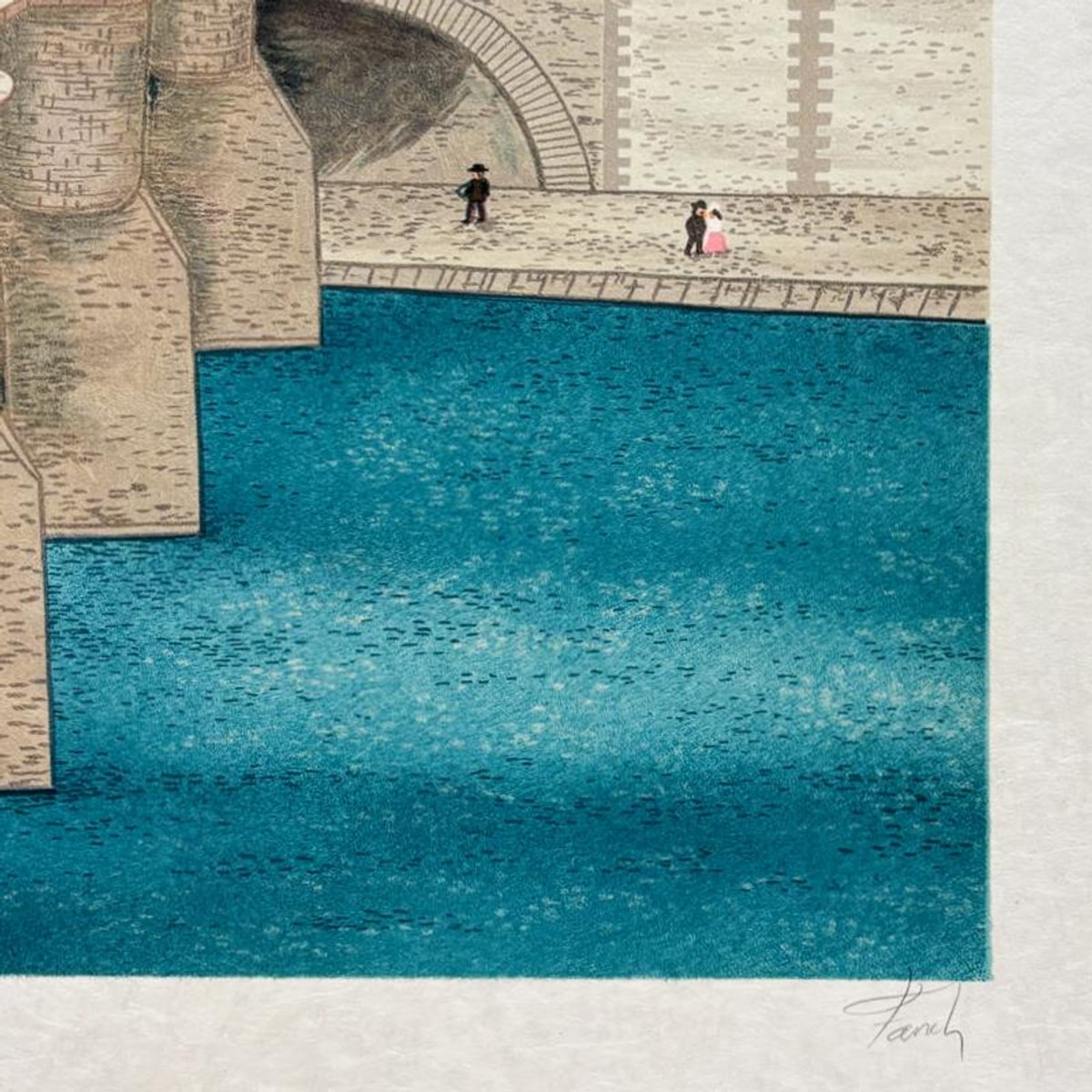 Fanch Ledan, "Le Pont Neuf" Limited Edition Lithograph, Numbered and Hand Signed with Letter of Authenticity.