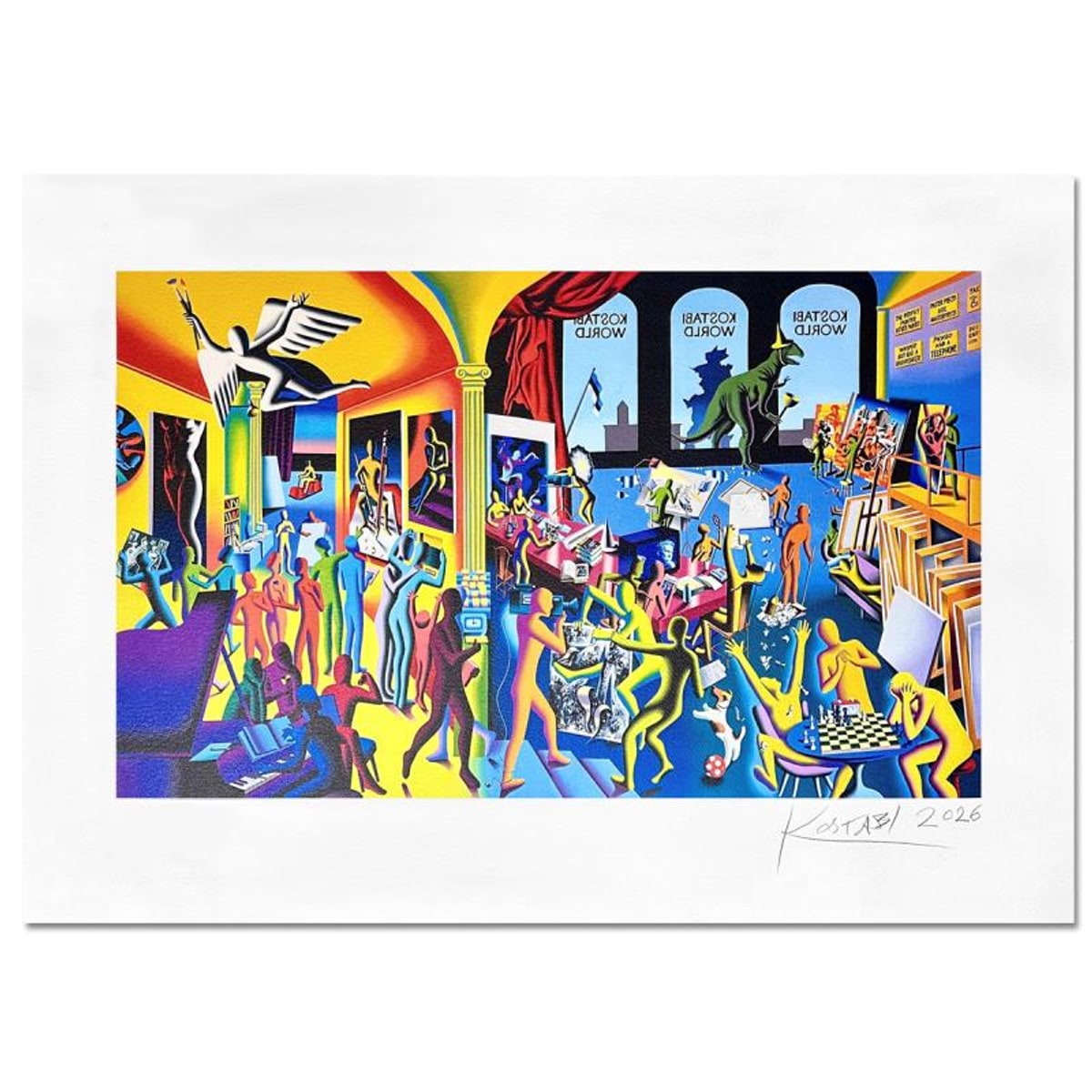 Mark Kostabi, "Rhythm of Inspiration" Hand Signed Limited Edition Serigraph with Certificate of Authenticity.