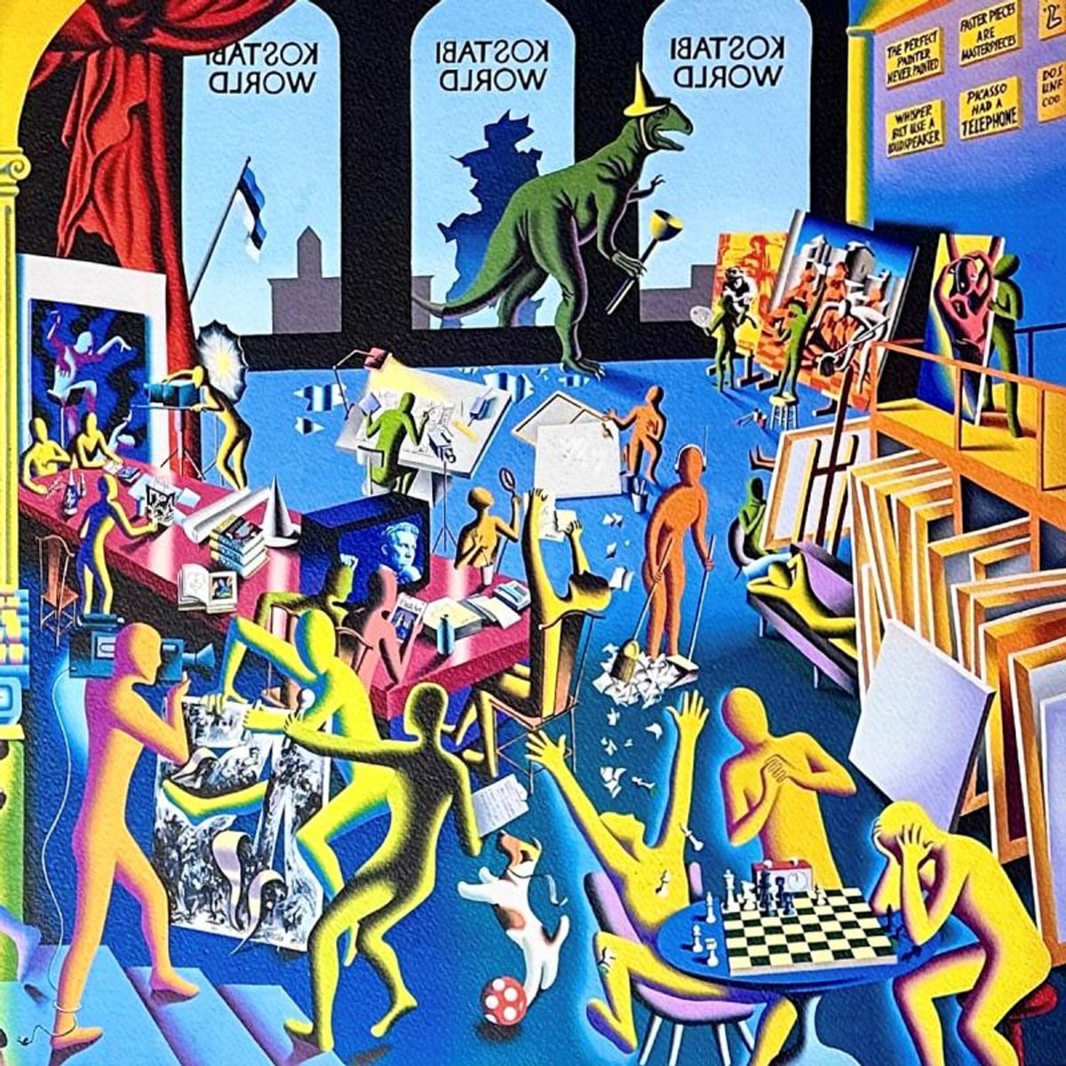 Mark Kostabi, "Rhythm of Inspiration" Hand Signed Limited Edition Serigraph with Certificate of Authenticity.