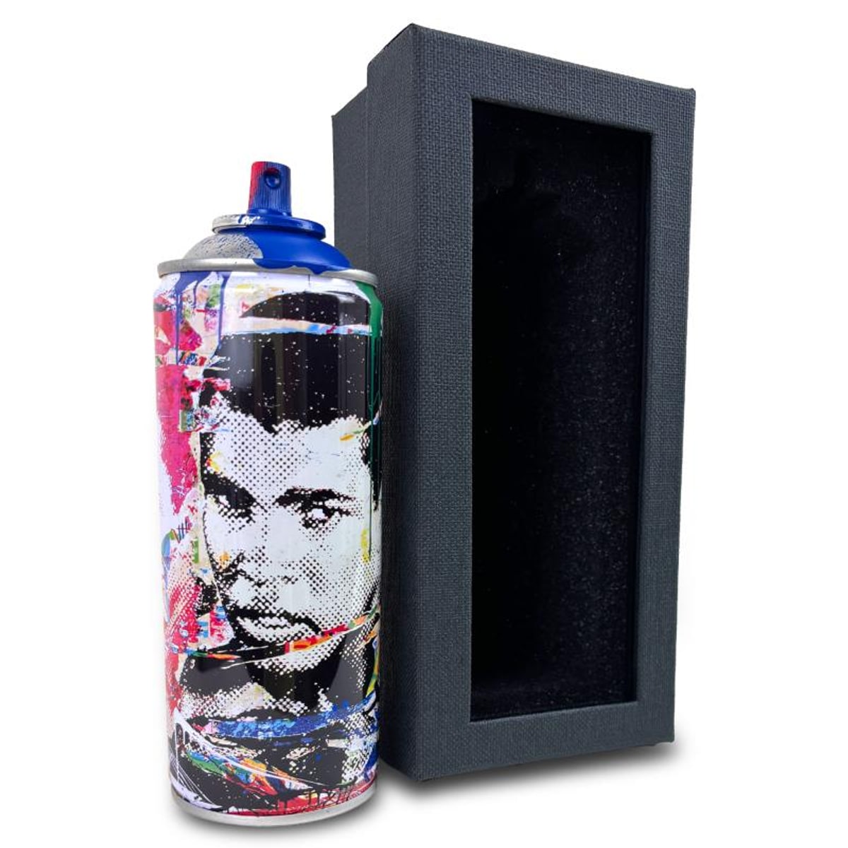 Mr Brainwash, "Champ - BLUE" Hand Painted Limited Edition Spray Can, Numbered with Certificate of Authenticity.