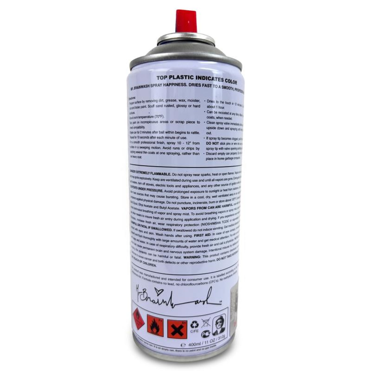 Mr Brainwash, "Never, Never Give Up - BLUE" Hand Painted Limited Edition Spray Can, Numbered and Signed with Certificate of Authenticity.