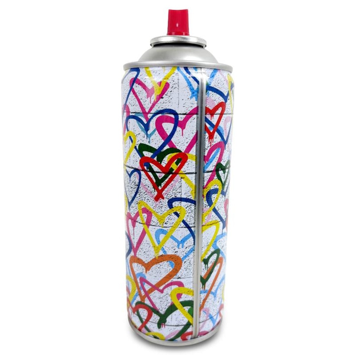 Mr Brainwash, "Hearts Spray - GREEN" Hand Painted Limited Edition Spray Can, Numbered with Certificate of Authenticity.