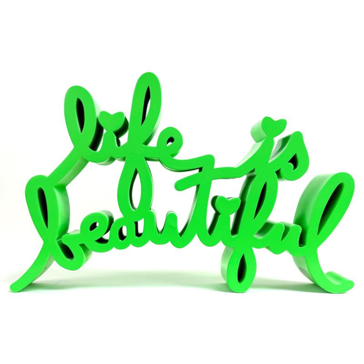 Mr Brainwash, "Life is Beautiful (NEON GREEN)" Limited Edition Resin Sculpture, Numbered and Hand Signed with Certificate of Authenticity.
