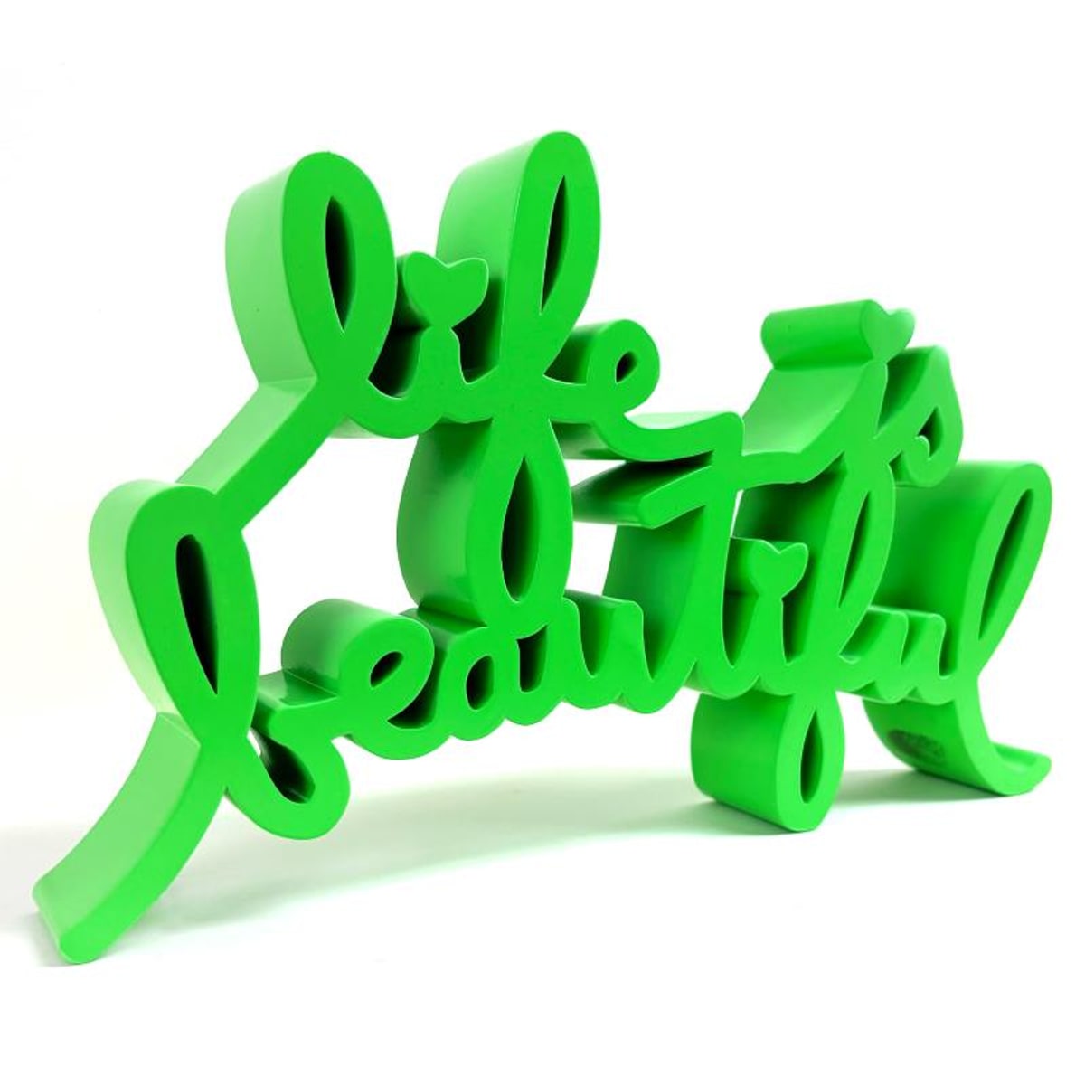 Mr Brainwash, "Life is Beautiful (NEON GREEN)" Limited Edition Resin Sculpture, Numbered and Hand Signed with Certificate of Authenticity.