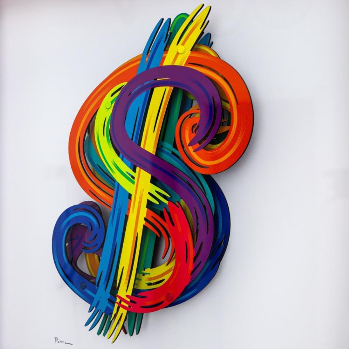 Patricia Govezensky, "$" Hand Signed Limited Edition 3D Multilayered Woodcut with Letter of Authenticity.