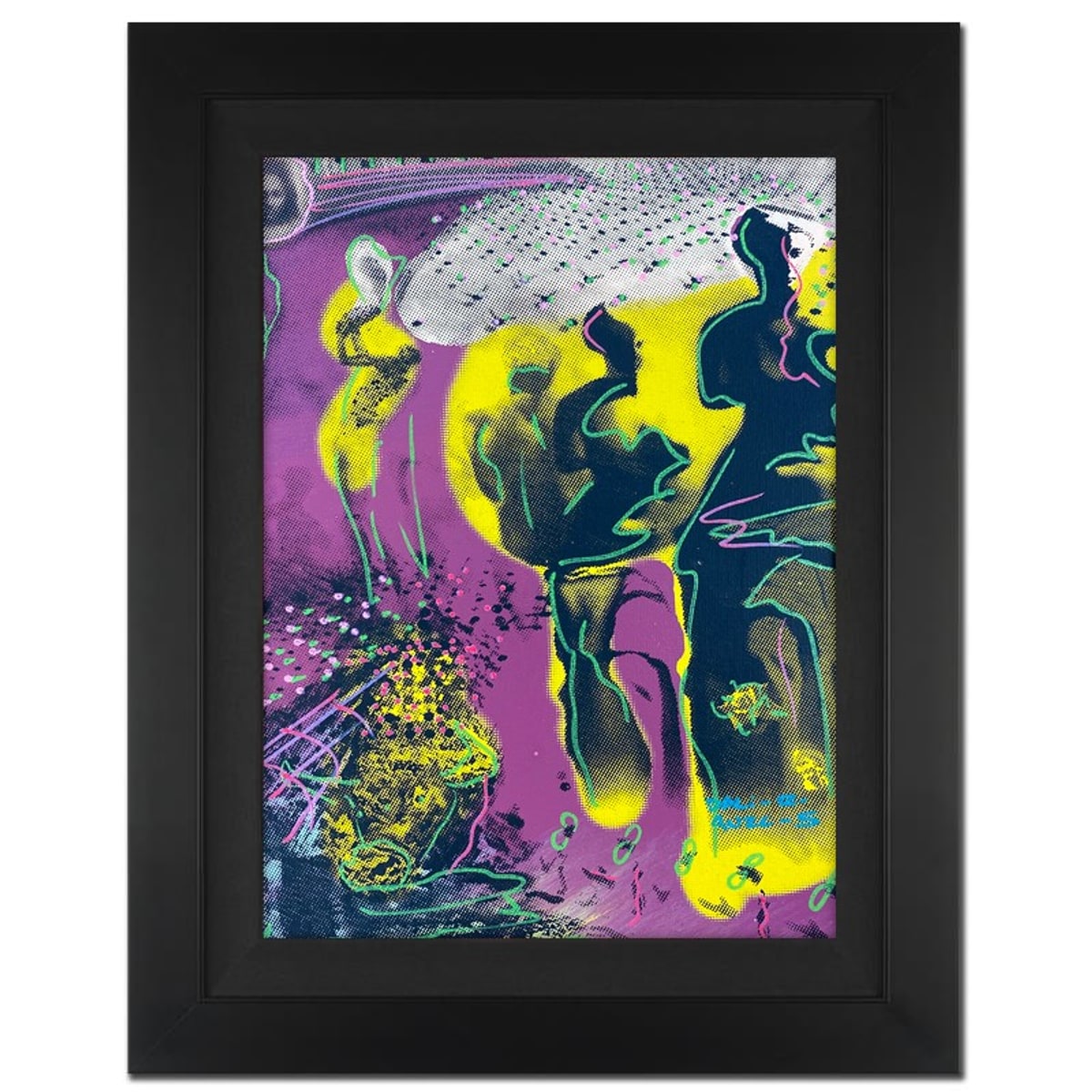 "Ringo" Daniel Funes, "Hallucinogenic Toreador" Framed One-of-a-Kind Mixed Media on Canvas, Hand Signed by the artist and Steve Kaufman (1960-2010) with Letter of Authenticity.