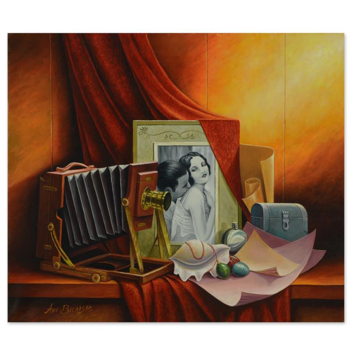Avi Belaish, Original Acrylic Painting on Canvas, Hand Signed with Letter Authenticity.