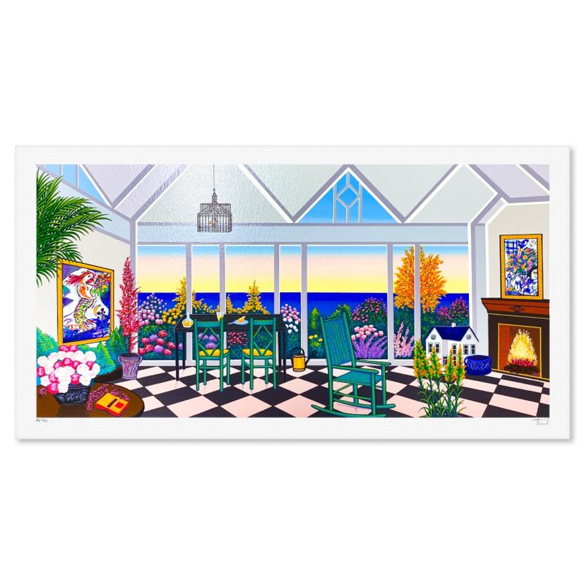 Fanch Ledan, "Interior with Two Chagall" Limited Edition Serigraph, AP Numbered 1/50 and Hand Signed with Letter of Authenticity