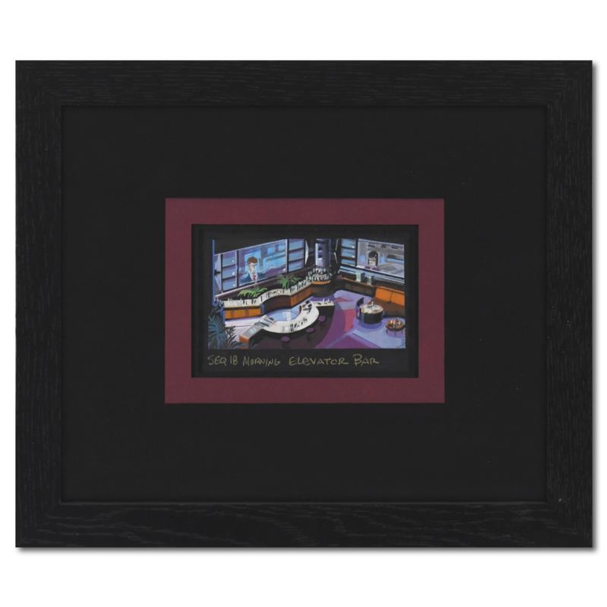 Marvel Comics, "Seq 18 Morning Elevator Bar" Framed Original Story Board Production Painting with Letter of Authenticity.