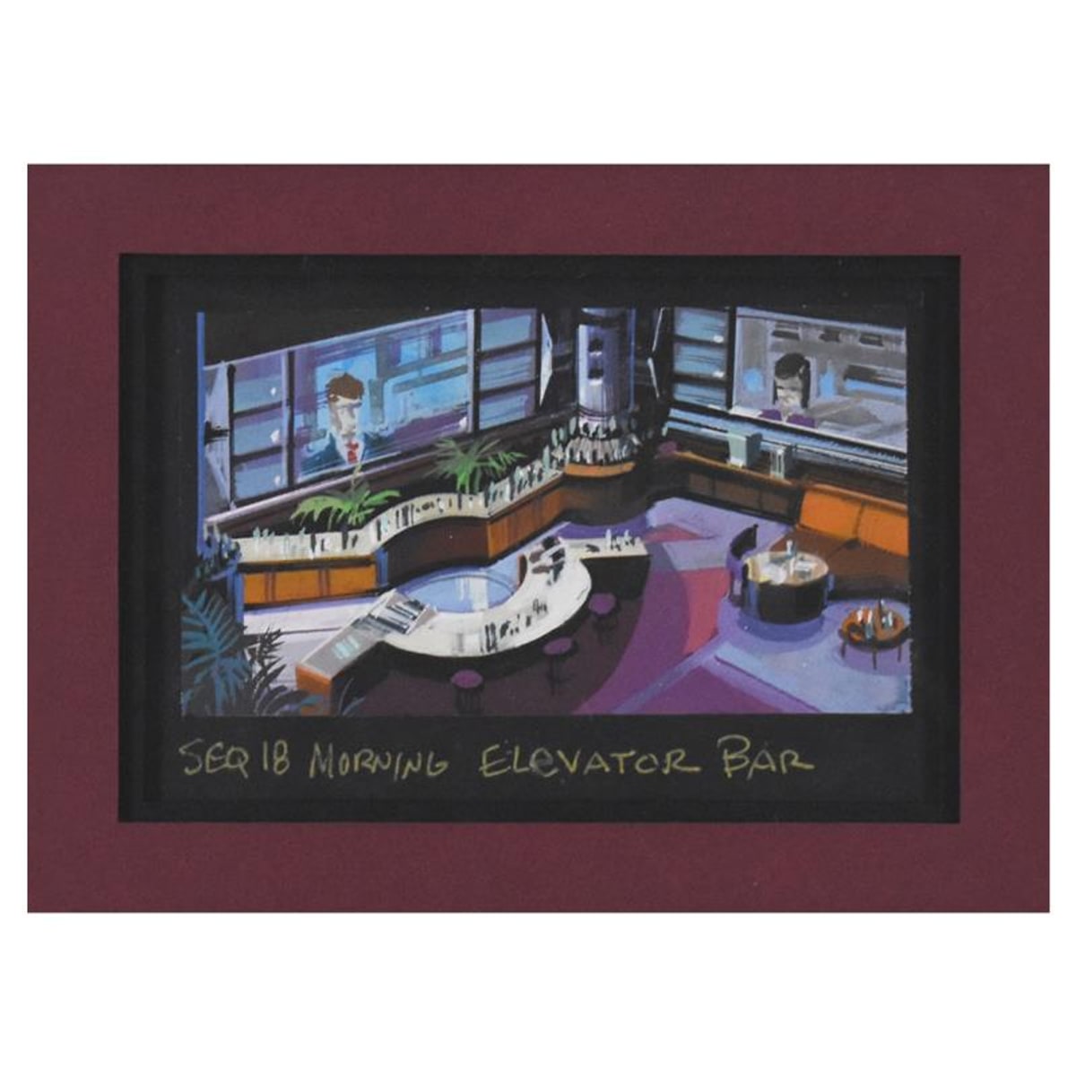 Marvel Comics, "Seq 18 Morning Elevator Bar" Framed Original Story Board Production Painting with Letter of Authenticity.