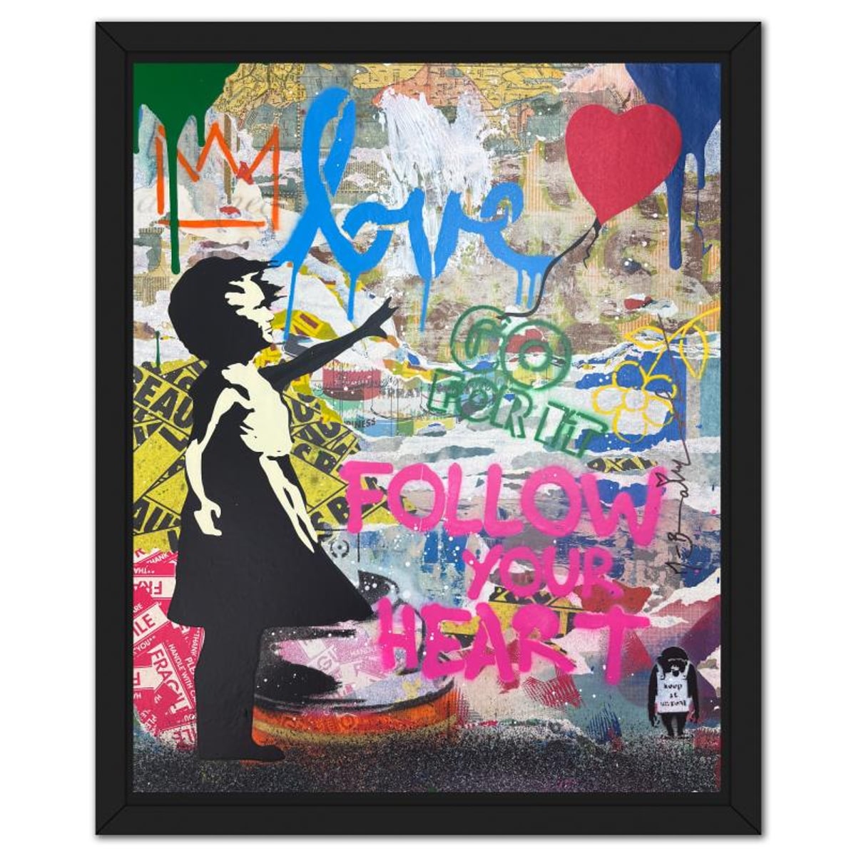 Mr Brainwash, "Balloon Girl" Framed Mixed Media Original, Hand Signed with Certificate of Authenticity.
