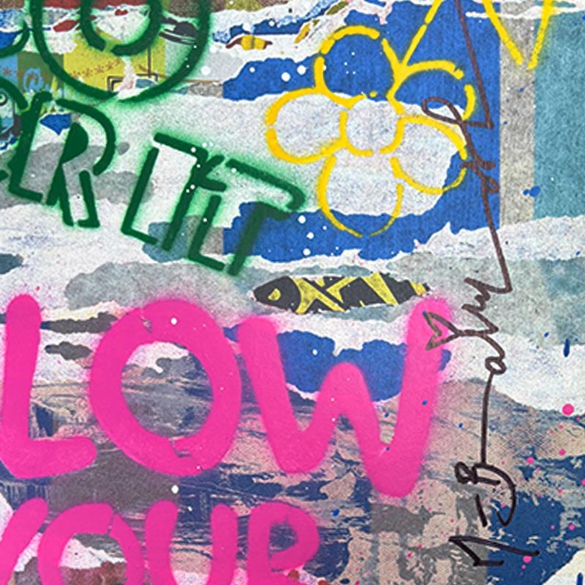 Mr Brainwash, "Balloon Girl" Framed Mixed Media Original, Hand Signed with Certificate of Authenticity.
