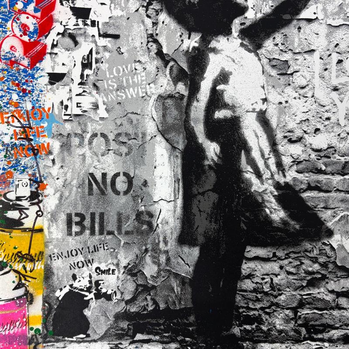 Mr Brainwash, "Love Forever" Framed Mixed Media Original, Hand Signed with Certificate of Authenticity.