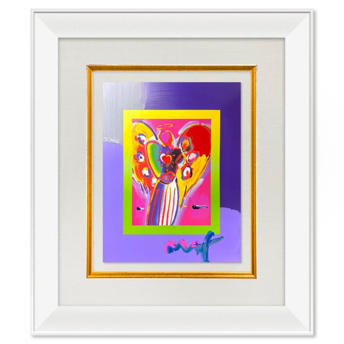 Peter Max (1937-2026), "Angel with Heart" Framed One-of-a-Kind Acrylic Mixed Media, Hand Signed with Registration Number Certifying Authenticity