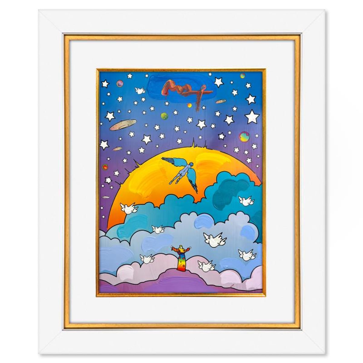Peter Max (1937-2026), "Beginning of New Age" Framed One-of-a-Kind Mixed Media, Hand Signed with Registration Number Certifying Authenticity.