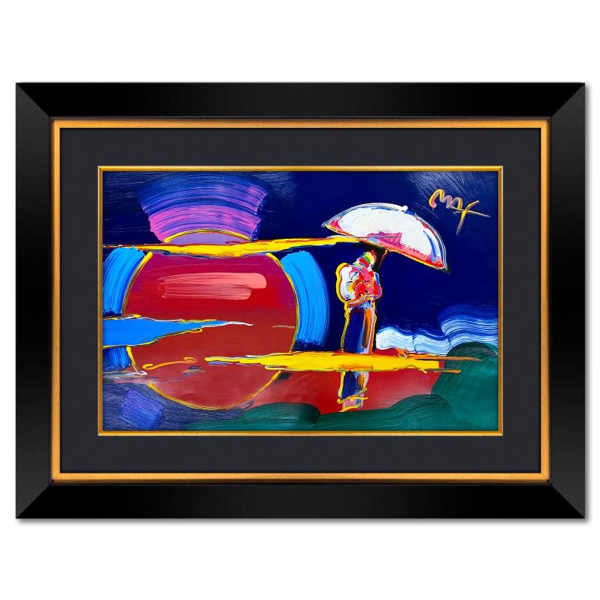 Peter Max (1937-2026), "New Moon 2" Framed One-of-a-Kind Mixed Media, Hand Signed with Registration Number Certifying Authenticity.