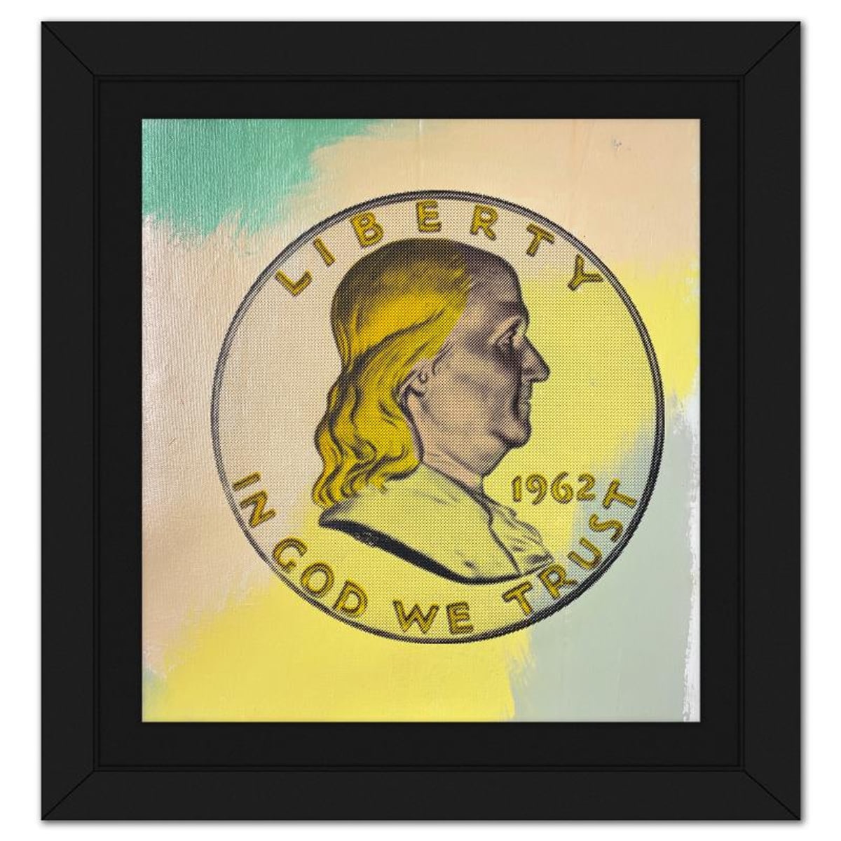 Steve Kaufman (1960-2010), "Ben Half Dollar" Framed Hand Embellished Limited Edition Silscreen, Numbered 32/50 Inverso and Hand Signed with Letter of Authenticity