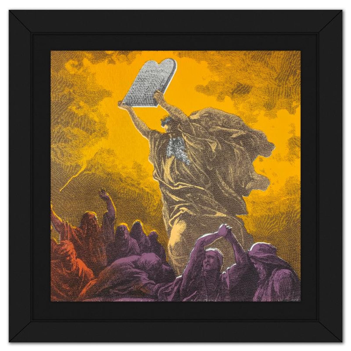 Steve Kaufman (1960-2010), "Moses & the Ten Commandments" Framed Hand Embellished Limited Edition Silscreen, Numbered PP 3/50 Inverso and Hand Signed with Letter of Authenticity
