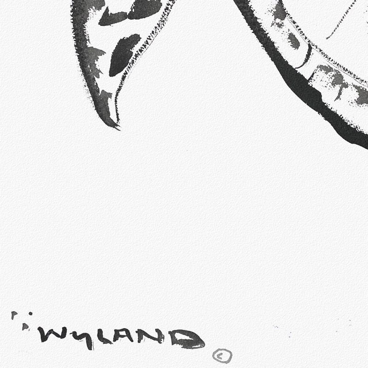 Wyland, "Sea Turtle" Framed Original Sumi Ink Painting, Hand Signed with Letter of Authenticity.